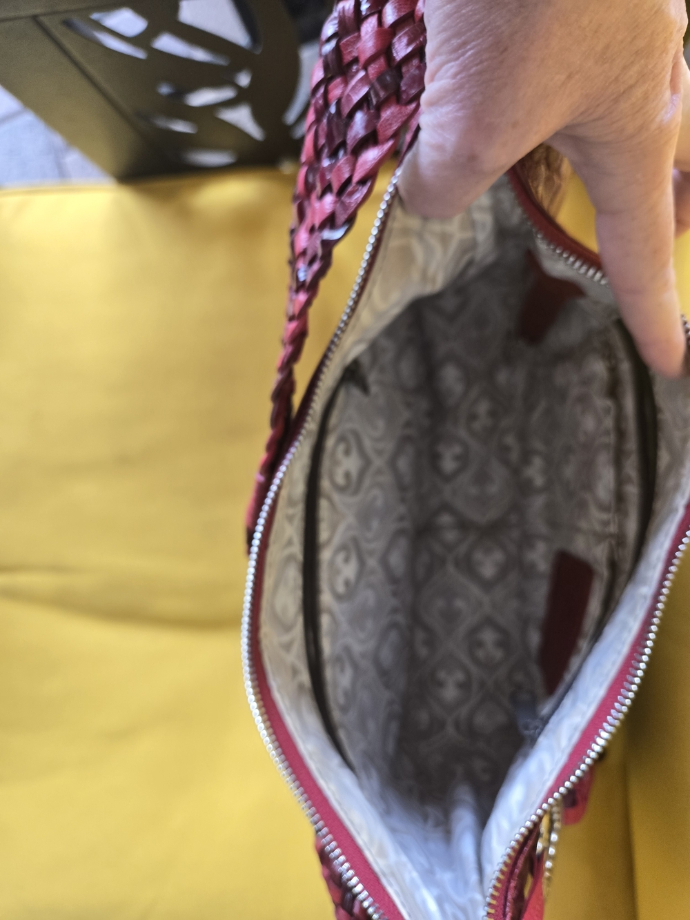 Brighton Croc-Embossed Shoulder Bag in Deep Wine - Picture 9 of 12